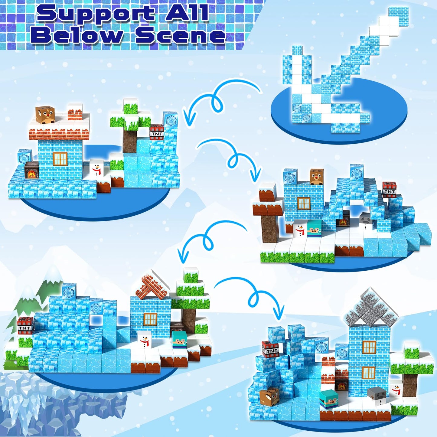 GraceDuck Magnetic Blocks – 100PCS Ice Castle Kit for STEM & Sensory Play (Ages 3-10)