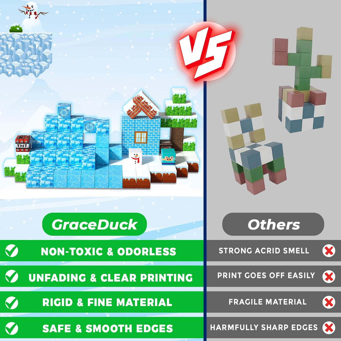 GraceDuck Magnetic Blocks – 100PCS Ice Castle Kit for STEM & Sensory Play (Ages 3-10)