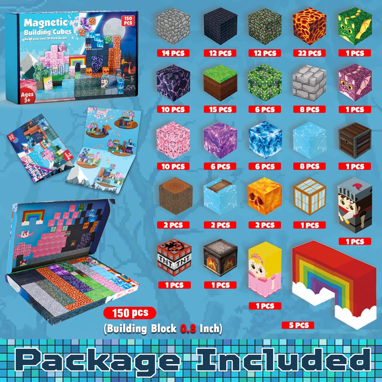 GraceDuck Magnetic Blocks 150 PCS – Dark Swordsman Forest Castle STEM Toys for 3-10 Year Olds