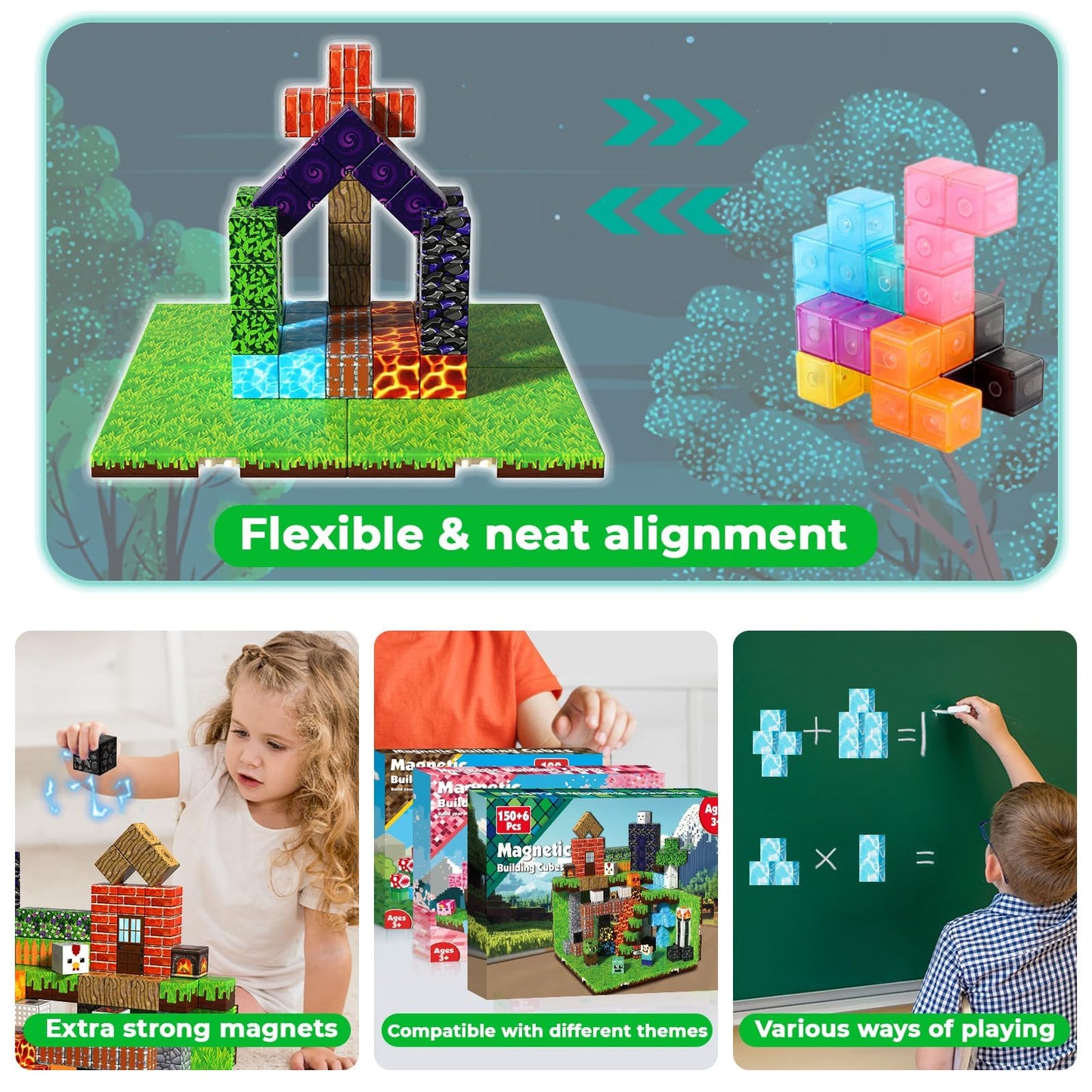 GraceDuck 150 PCS Magnetic Blocks – STEM Building Toy for Kids 3+