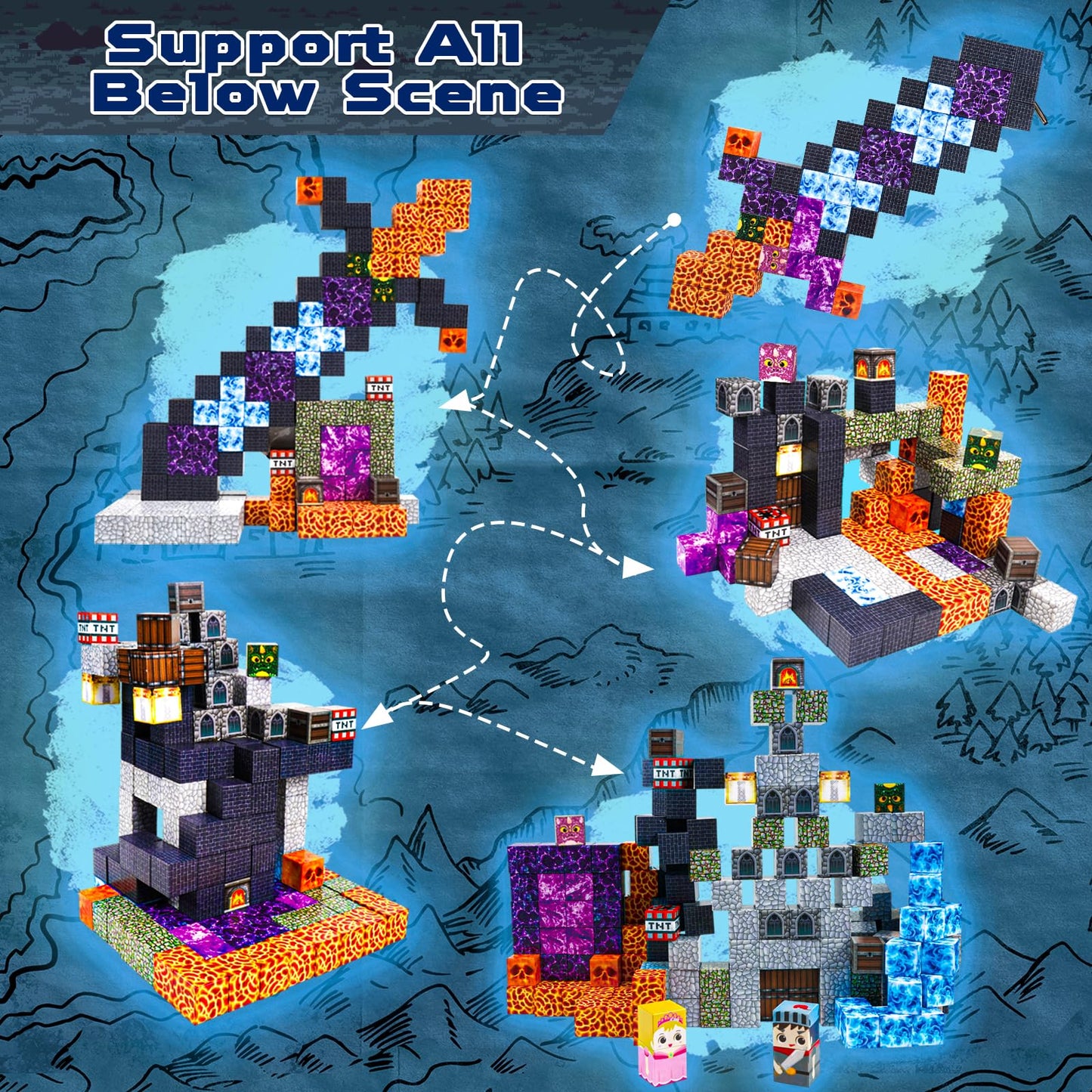GraceDuck Magnetic Blocks – 150 PCS Dark Castle Sword Domain STEM Building Toy