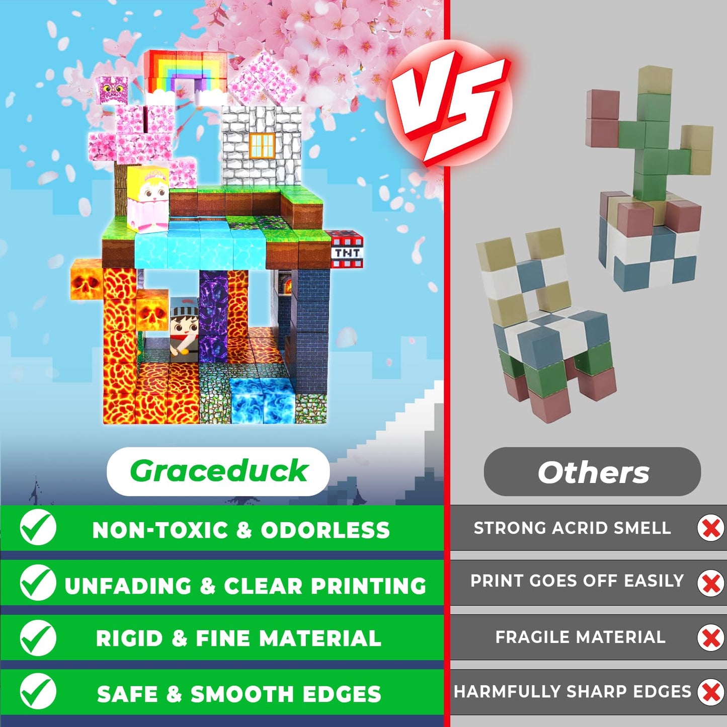 GraceDuck Magnetic Blocks 150 PCS – Dark Swordsman Forest Castle STEM Toys for 3-10 Year Olds