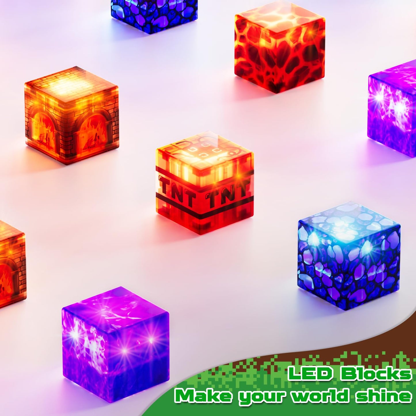 GraceDuck Magnetic Blocks 300 PCS – Light-Up Blocks, Dinosaur Volcano Forest Castle STEM Toy for Kids 3+