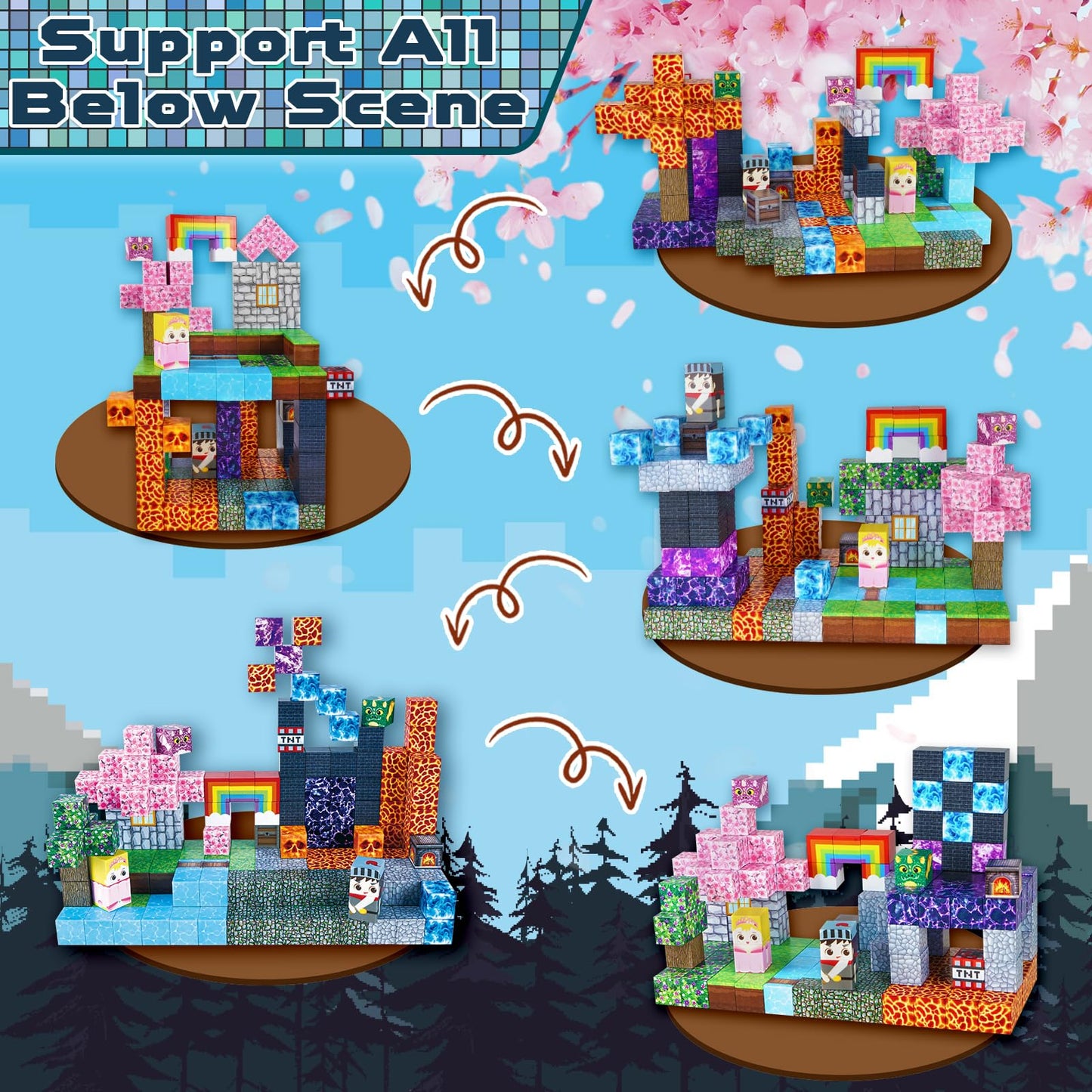 GraceDuck Magnetic Blocks 150 PCS – Dark Swordsman Forest Castle STEM Toys for 3-10 Year Olds