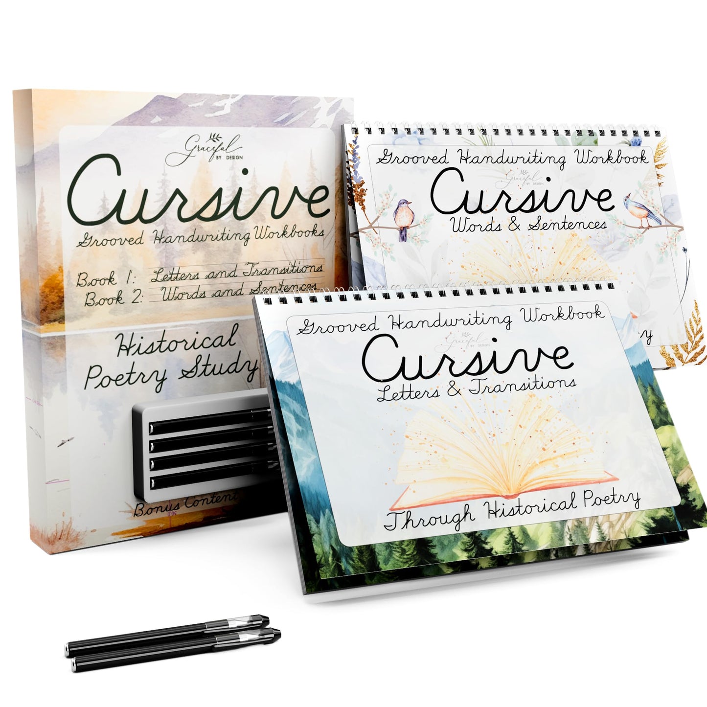 Graceful By Design Grooved Cursive Handwriting Workbook | Reusable Practice for Kids 8-12