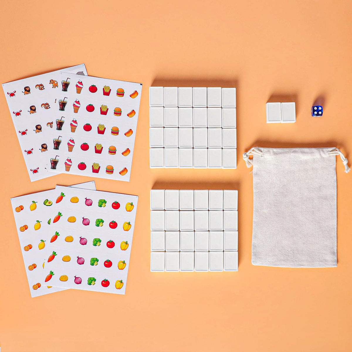 GRACIAS Mahjong Block Set – 50 ABS Tiles, DIY Stickers, Portable Travel Kit