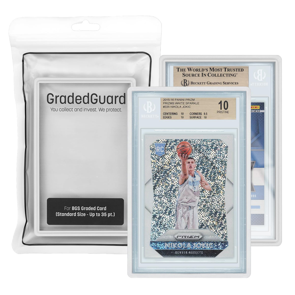 GradedGuard Graded Card Guard Case for Standard BGS Slabs - White, Stackable, Soft-Touch Finish