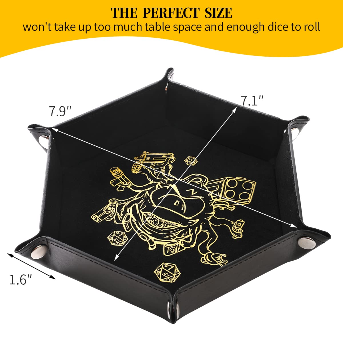 Grajar 2 Pcs Portable Folding Dice Tray Set – Beholder Edition, PU Leather & Velvet Holder for RPG DND