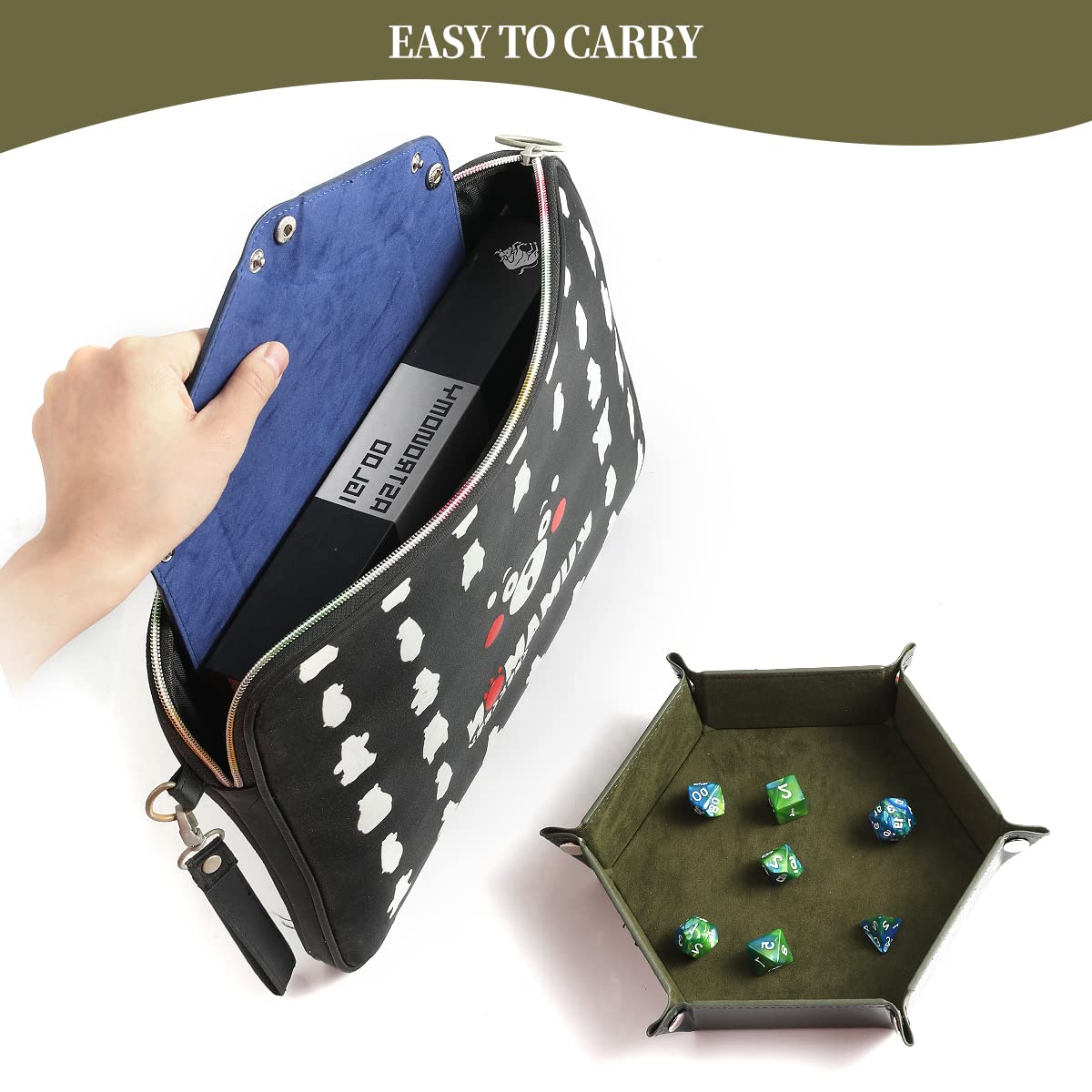 Grajar 2-Piece Folding Dice Tray Set — RoyalBlue & Green for RPGs