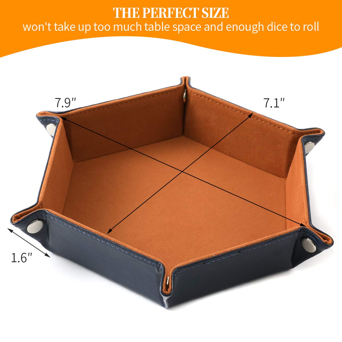 Grajar 2 Pcs Portable Folding Dice Tray Set – PU Leather & Velvet, Navy Blue & Camel