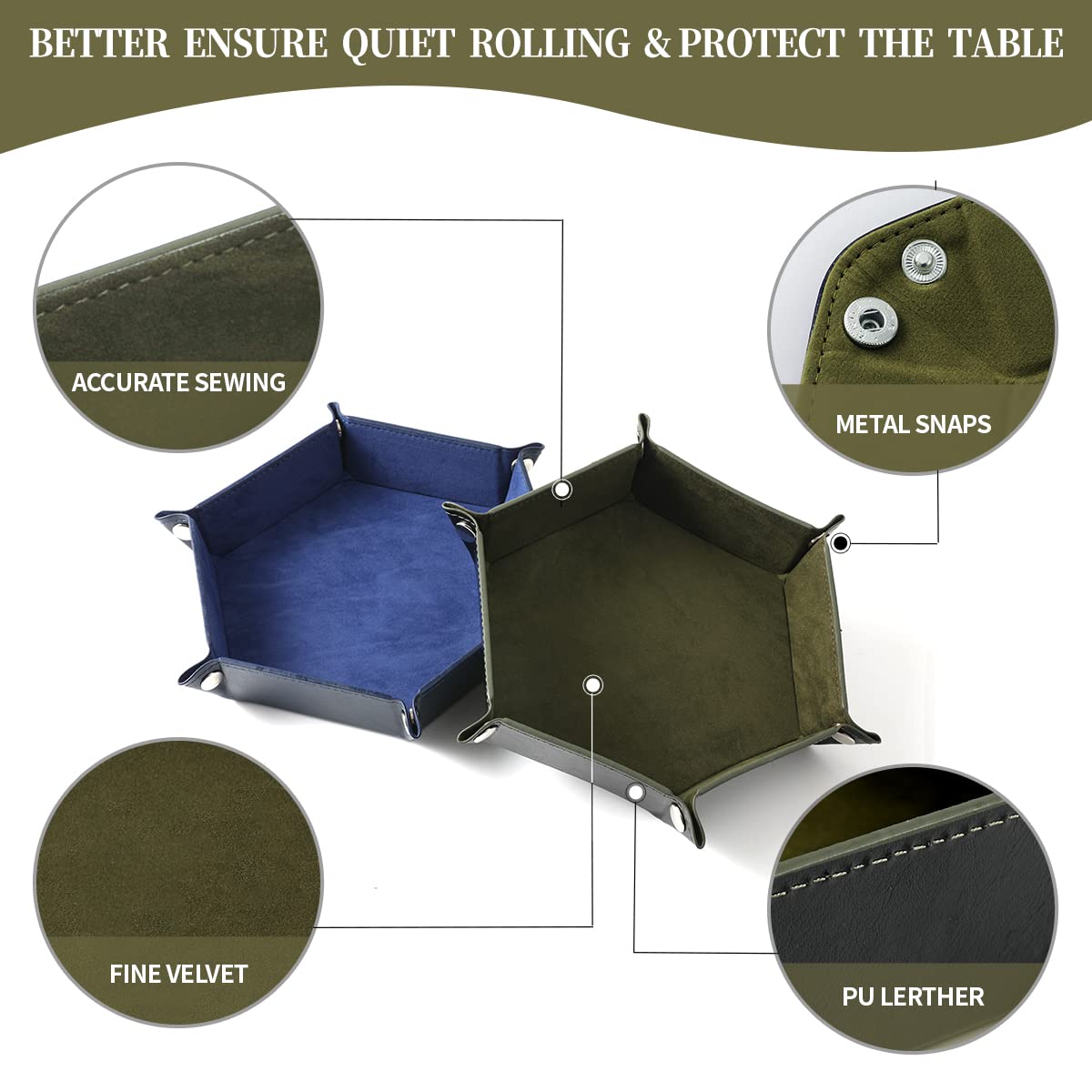 Grajar 2-Piece Folding Dice Tray Set — RoyalBlue & Green for RPGs