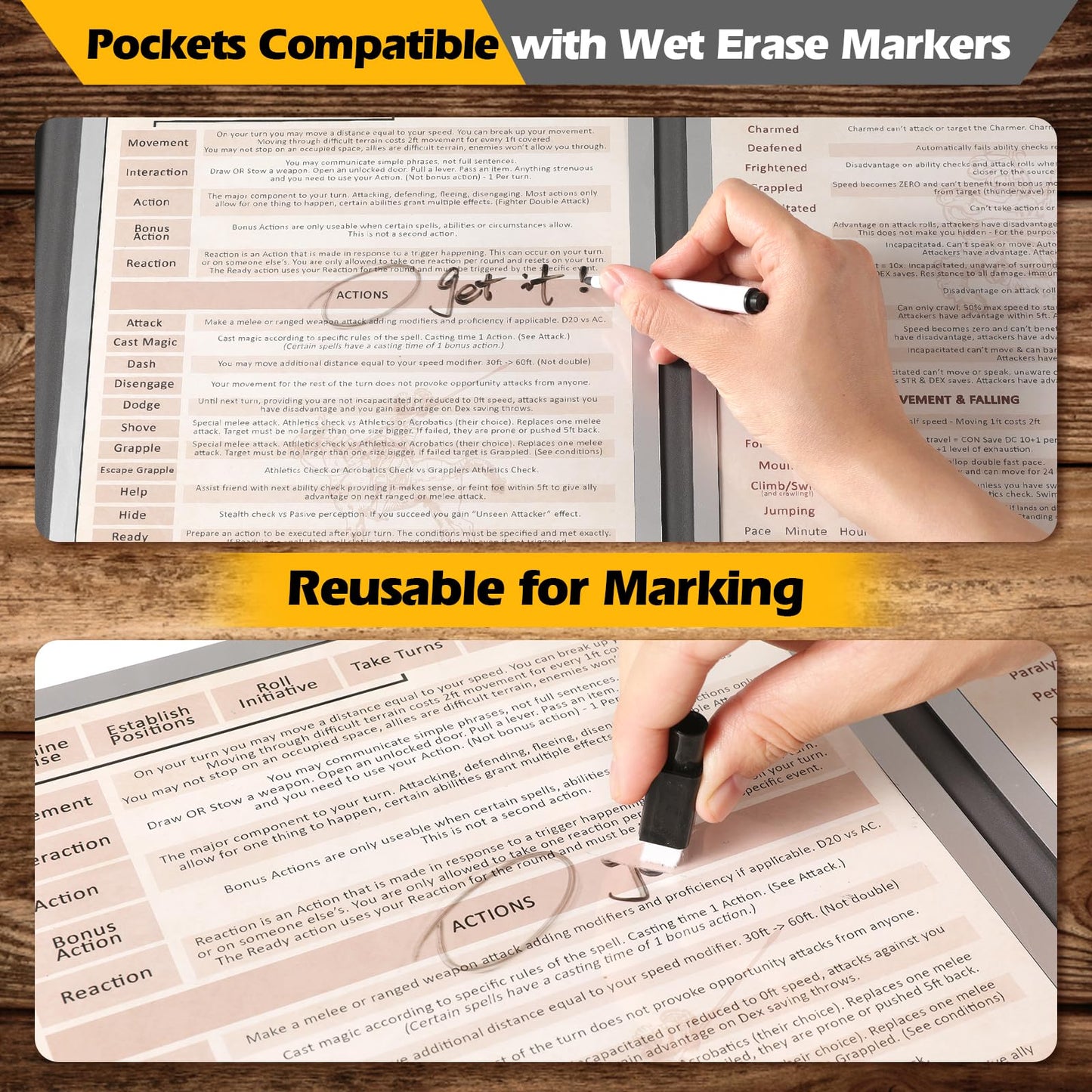 Grajar DND Customizable DM Screen 5e — 4 Panels, Wet-Erase, US Letter, Magnetic Pockets
