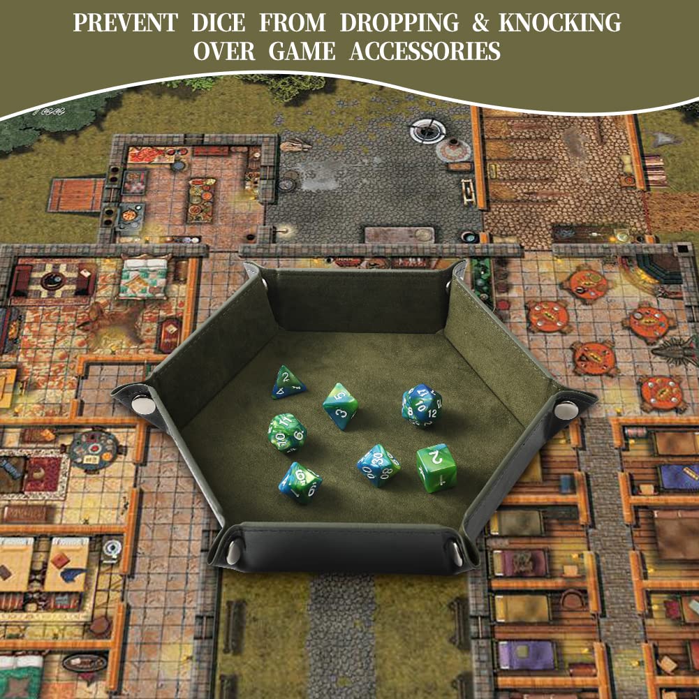 Grajar 2-Piece Folding Dice Tray Set — RoyalBlue & Green for RPGs