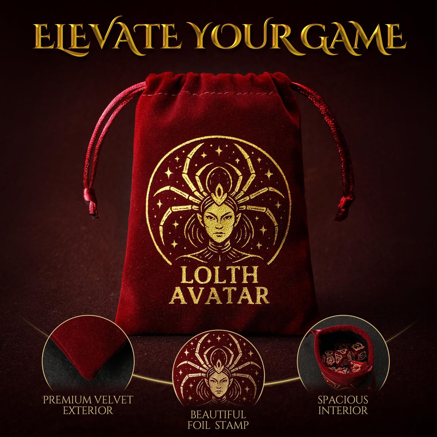 Grajar Vintage Boss Totem 42-Piece Polyhedral Dice Set with Velvet Pouches & PU Leather Tray | Dungeons & Dragons RPG Gear