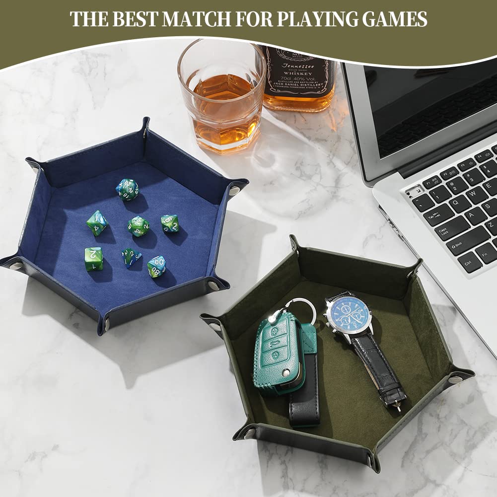 Grajar 2-Piece Folding Dice Tray Set — RoyalBlue & Green for RPGs