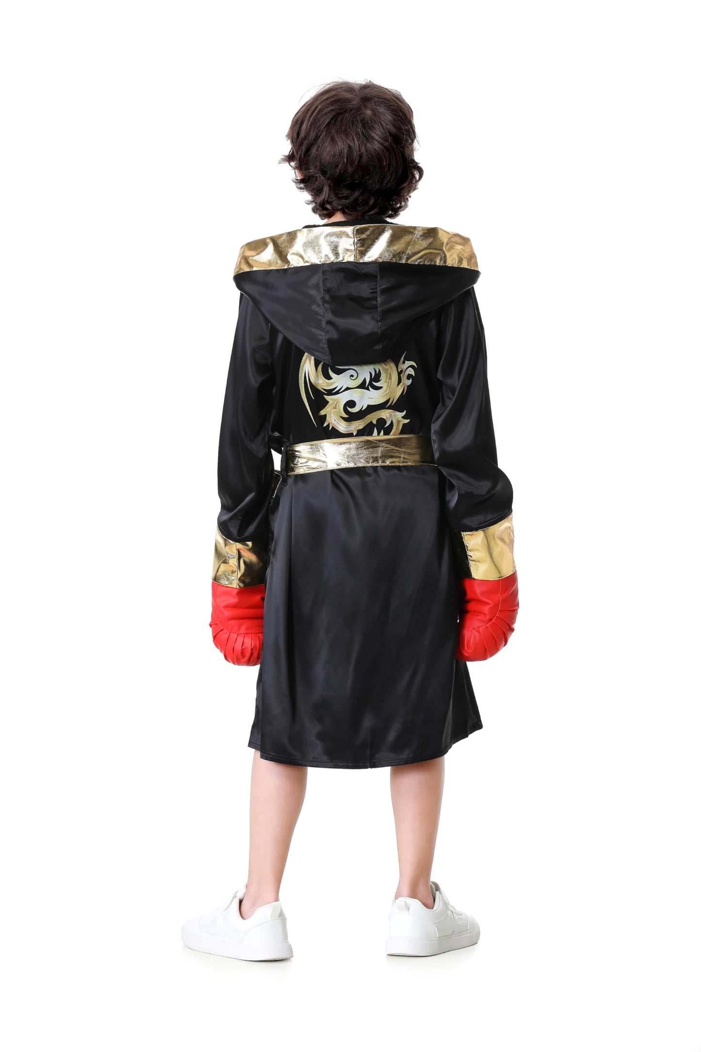 GRAJTCIN Kids Boxing Costume with Hooded Robe – Muscle Shirt, Shorts & Belt Set for Boys