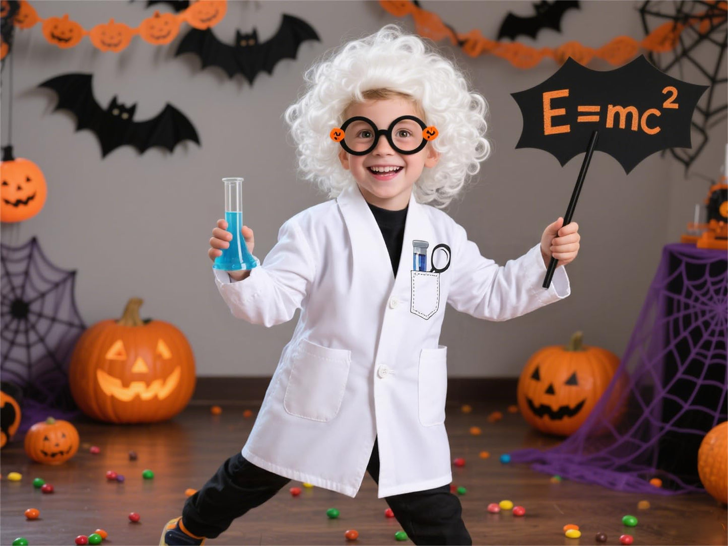GRAJTCIN Mad Scientist Costume Kit for Kids – 8-Piece White Lab Coat Set | 100th Day, Halloween