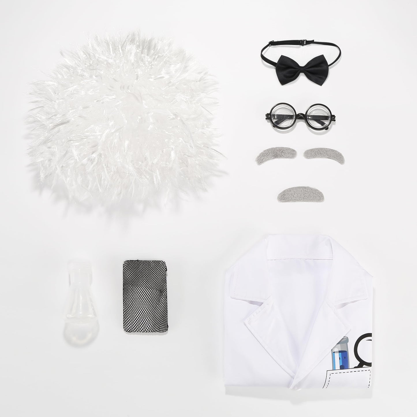 GRAJTCIN Mad Scientist Costume Kit for Kids – 8-Piece White Lab Coat Set | 100th Day, Halloween
