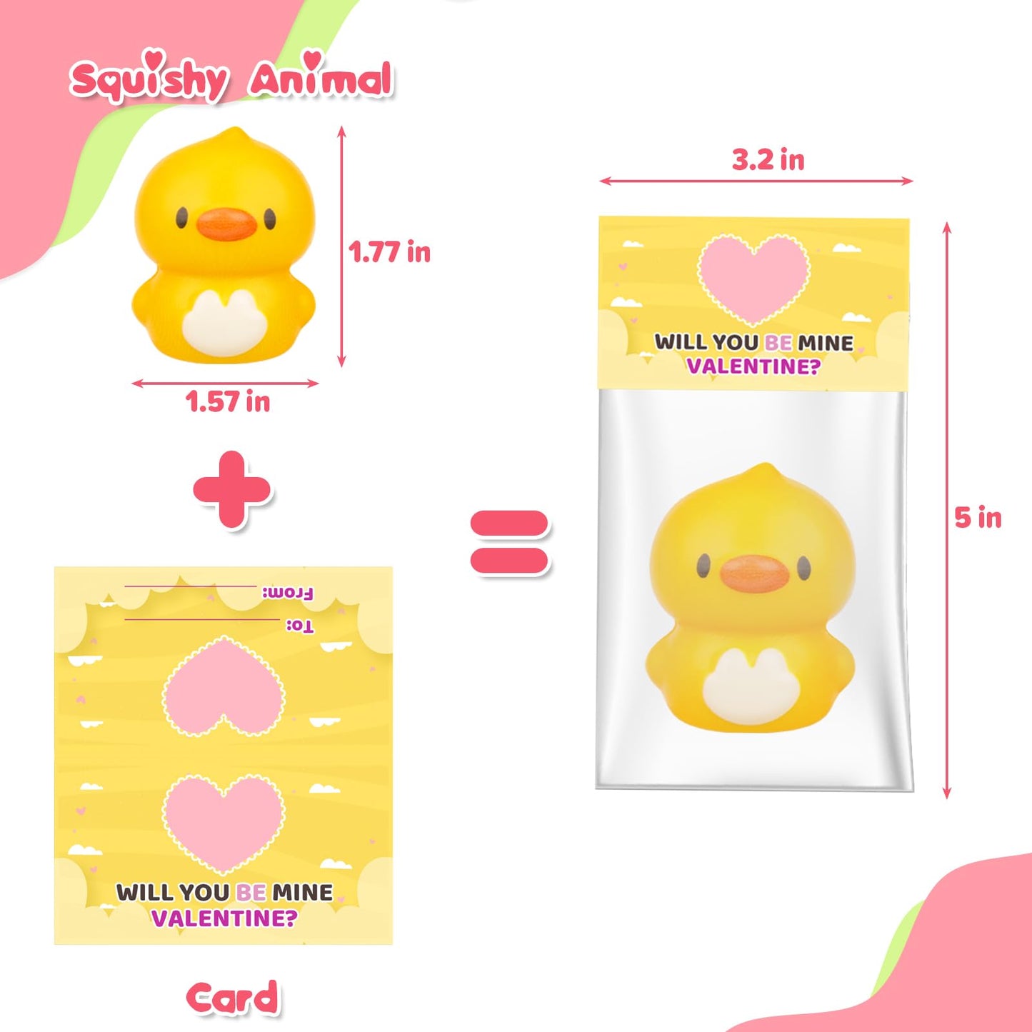 Gralima Valentines Gifts for Kids – 24 Cards & Animal Squishy Toys for Classrooms