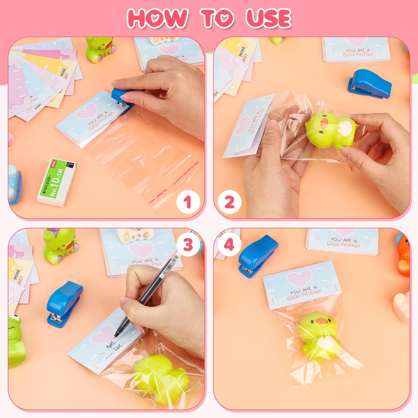 Gralima Valentines Gifts for Kids – 24 Cards & Animal Squishy Toys for Classrooms