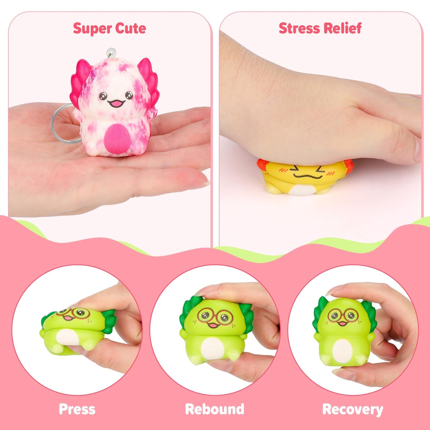 Gralima Valentines Gifts for Kids – 24-Pack Axolotl Squishy Toys & Classroom Cards