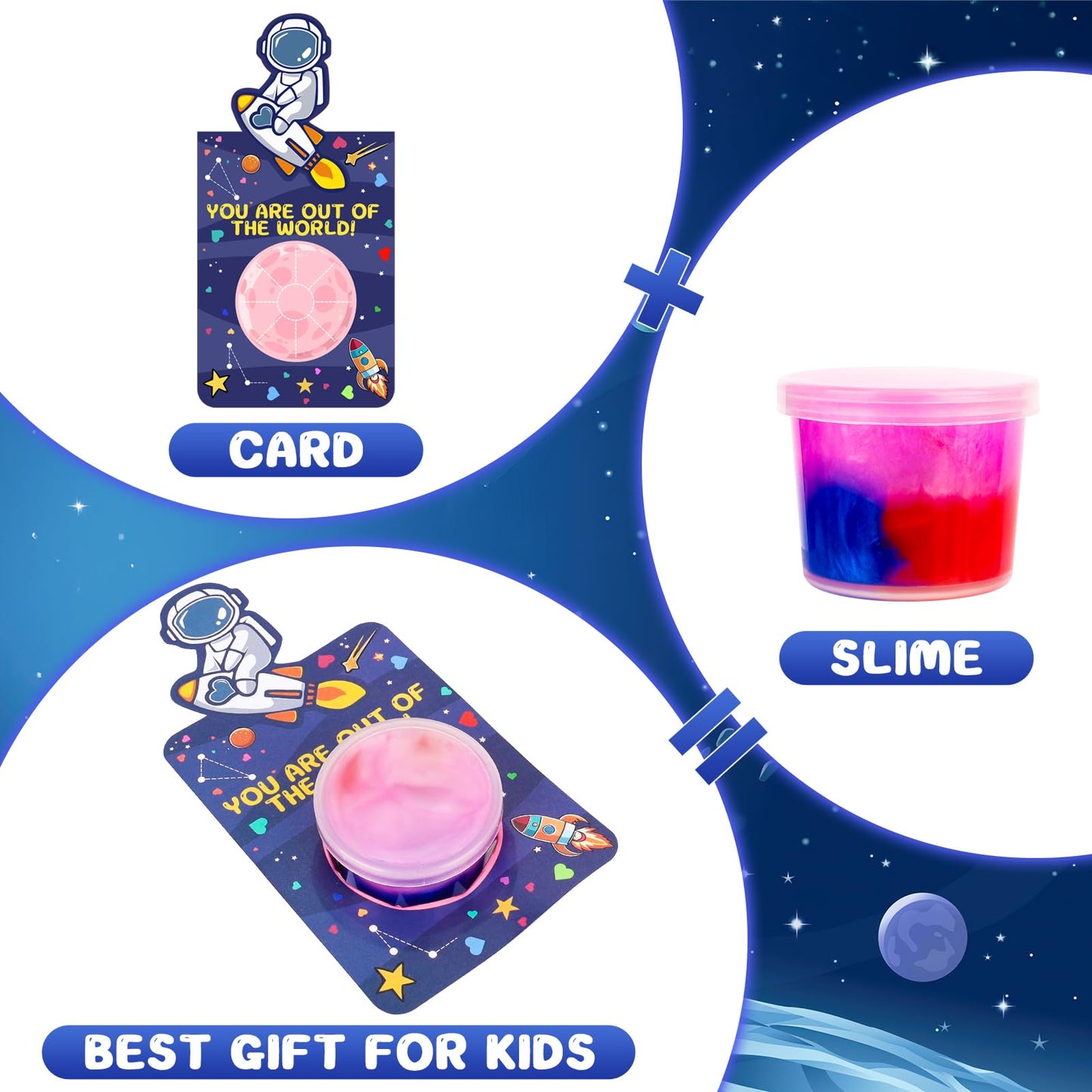 Gralima 28-Pack Galaxy Slime Valentines for Kids – Classroom Gifts