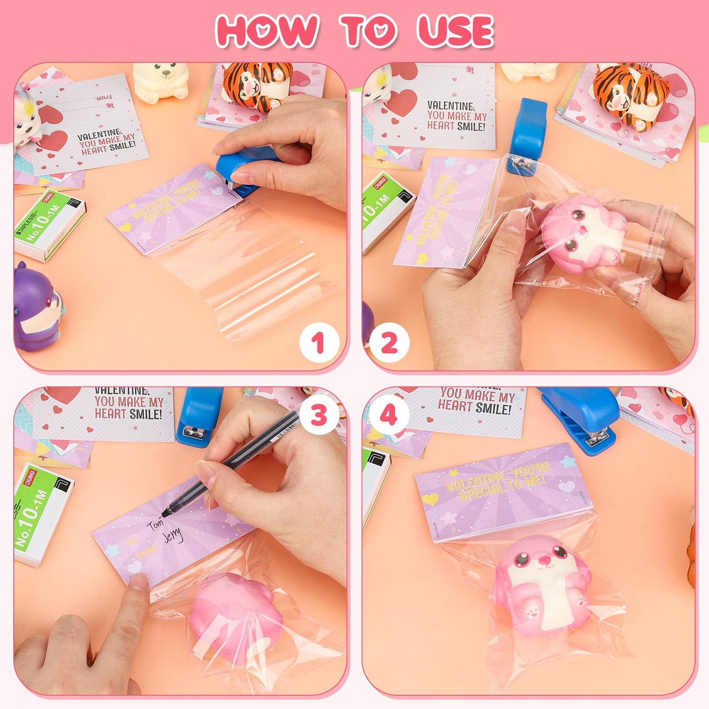 Gralima Valentines Gifts for Kids – 24-Pack Classroom Cards with Animal Squishy Toys