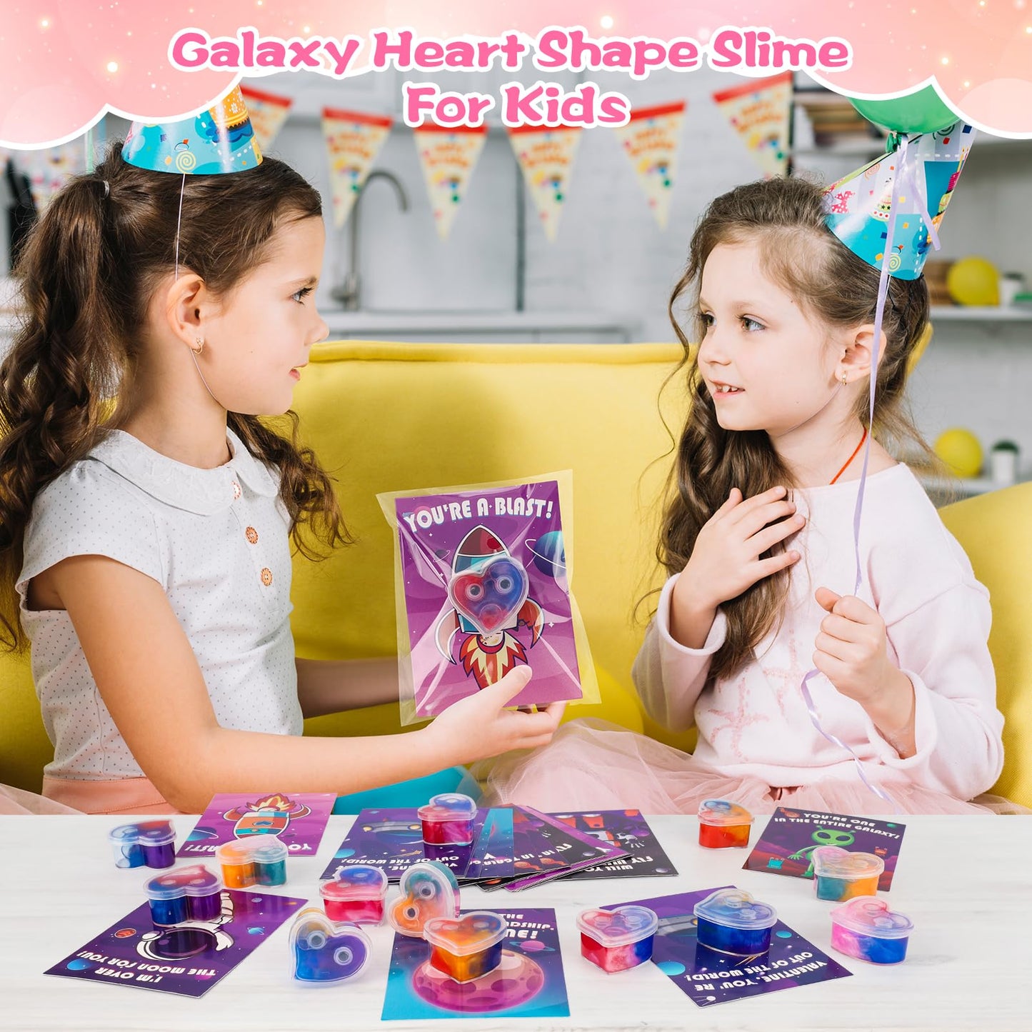 Gralima Galaxy Slime Valentines: 30 Pack for Kids Classroom