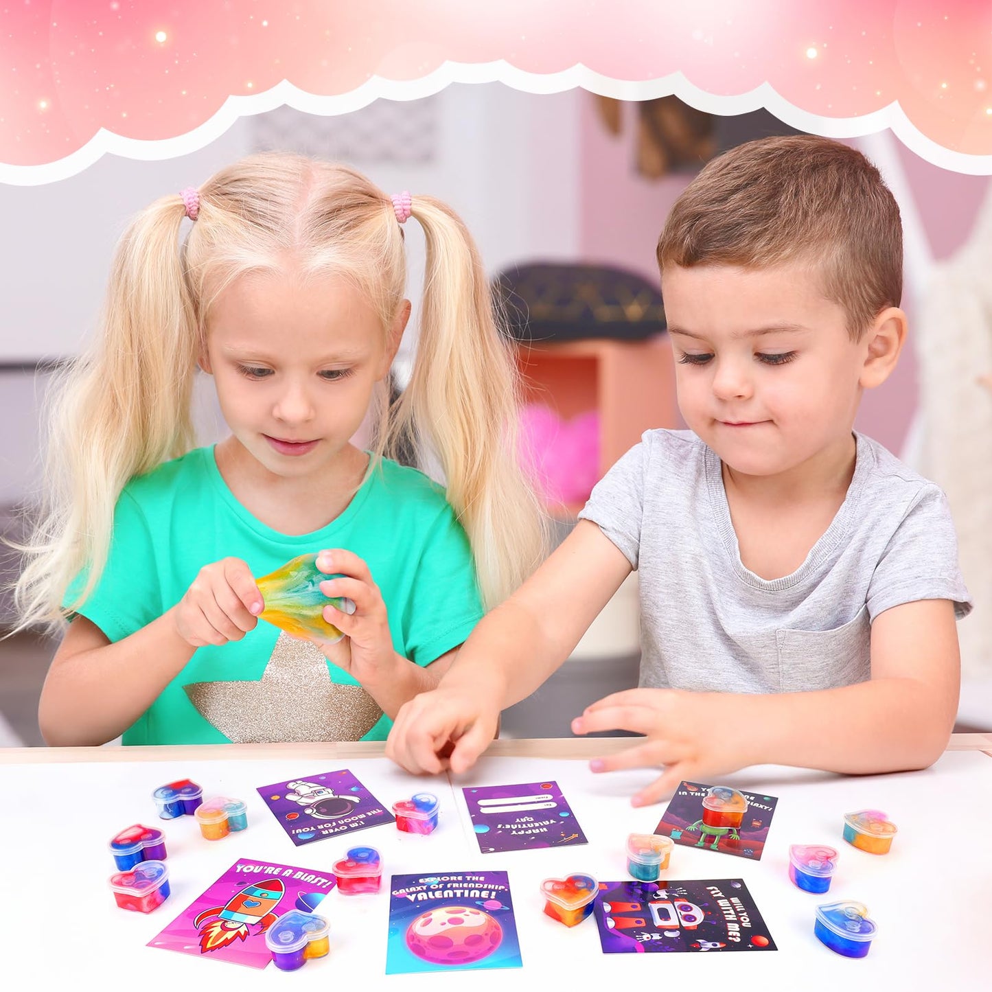Gralima Galaxy Slime Valentines: 30 Pack for Kids Classroom