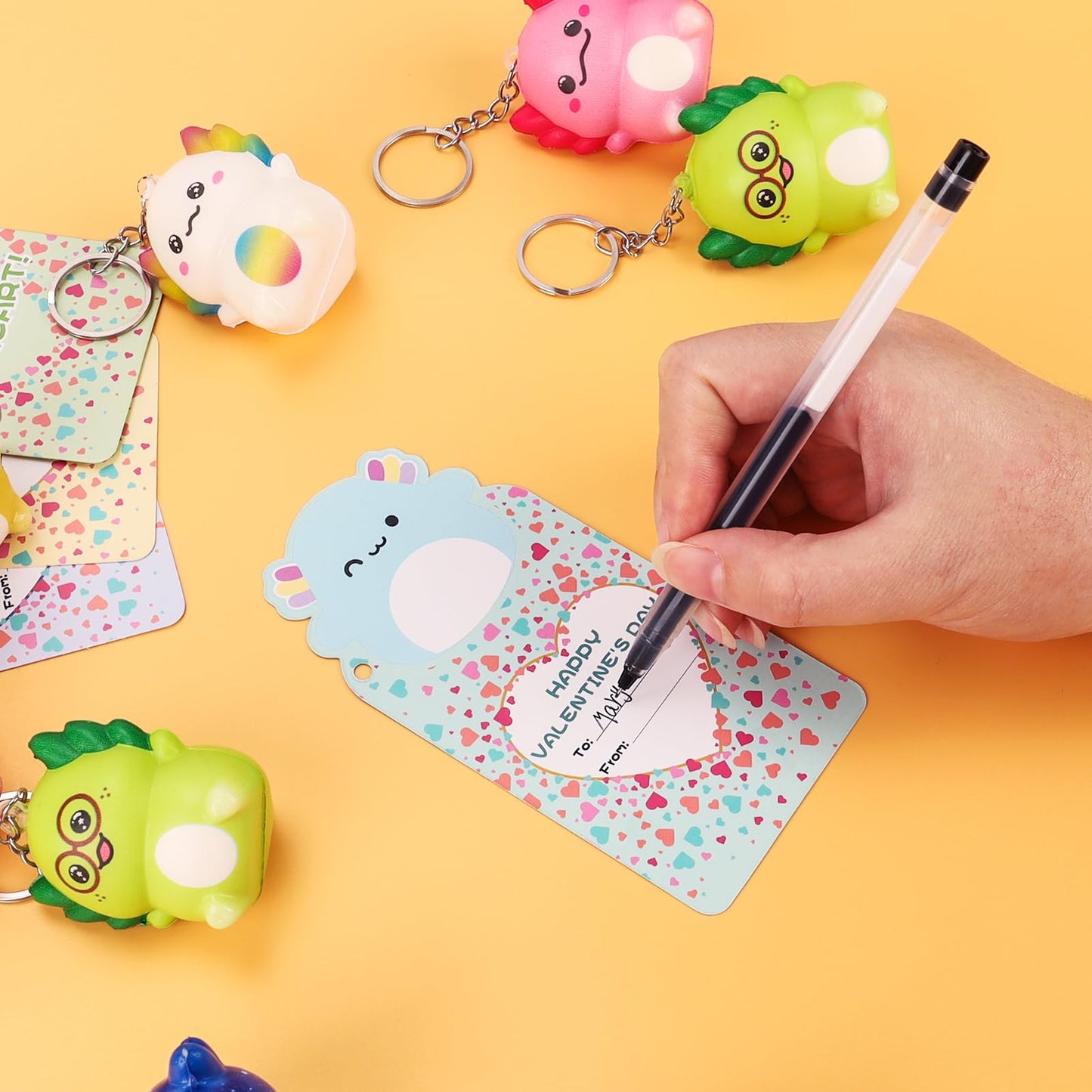 Gralima Valentines Gifts for Kids – 24-Pack Axolotl Squishy Toys & Classroom Cards