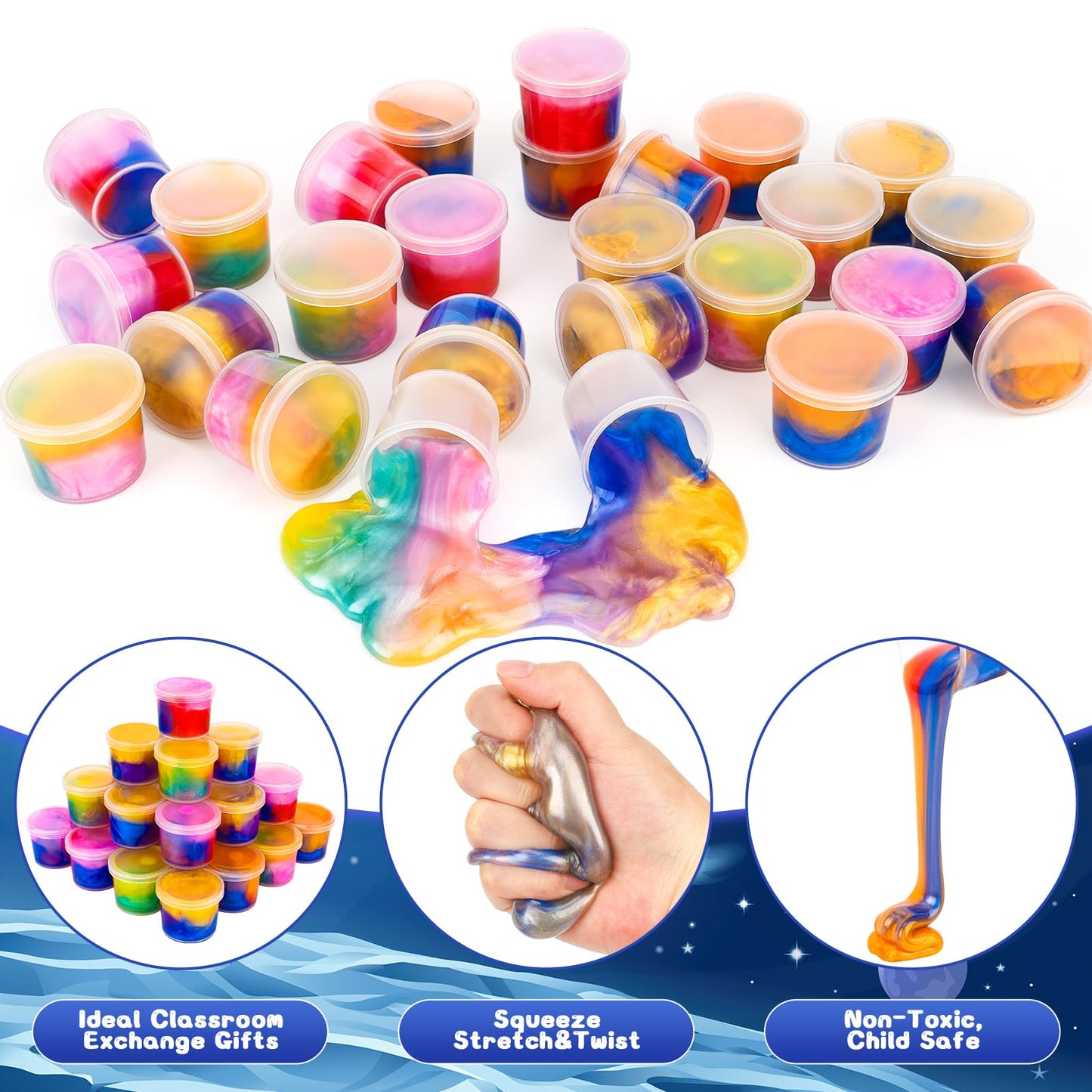 Gralima 28-Pack Galaxy Slime Valentines for Kids – Classroom Gifts