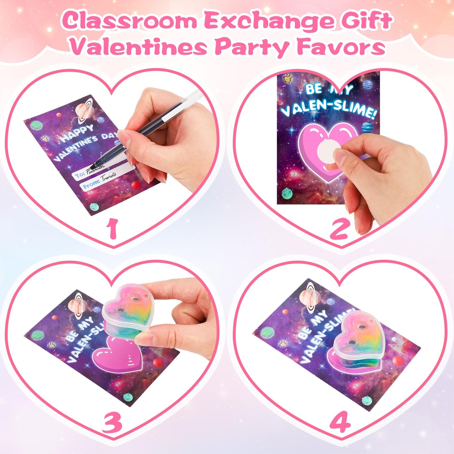 Gralima 28-Pack Galaxy Slime Valentines for Kids — Classroom Cards & Gifts
