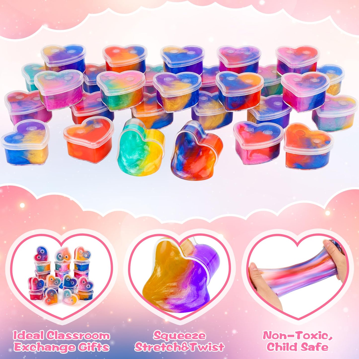 Gralima Galaxy Slime Valentines: 30 Pack for Kids Classroom
