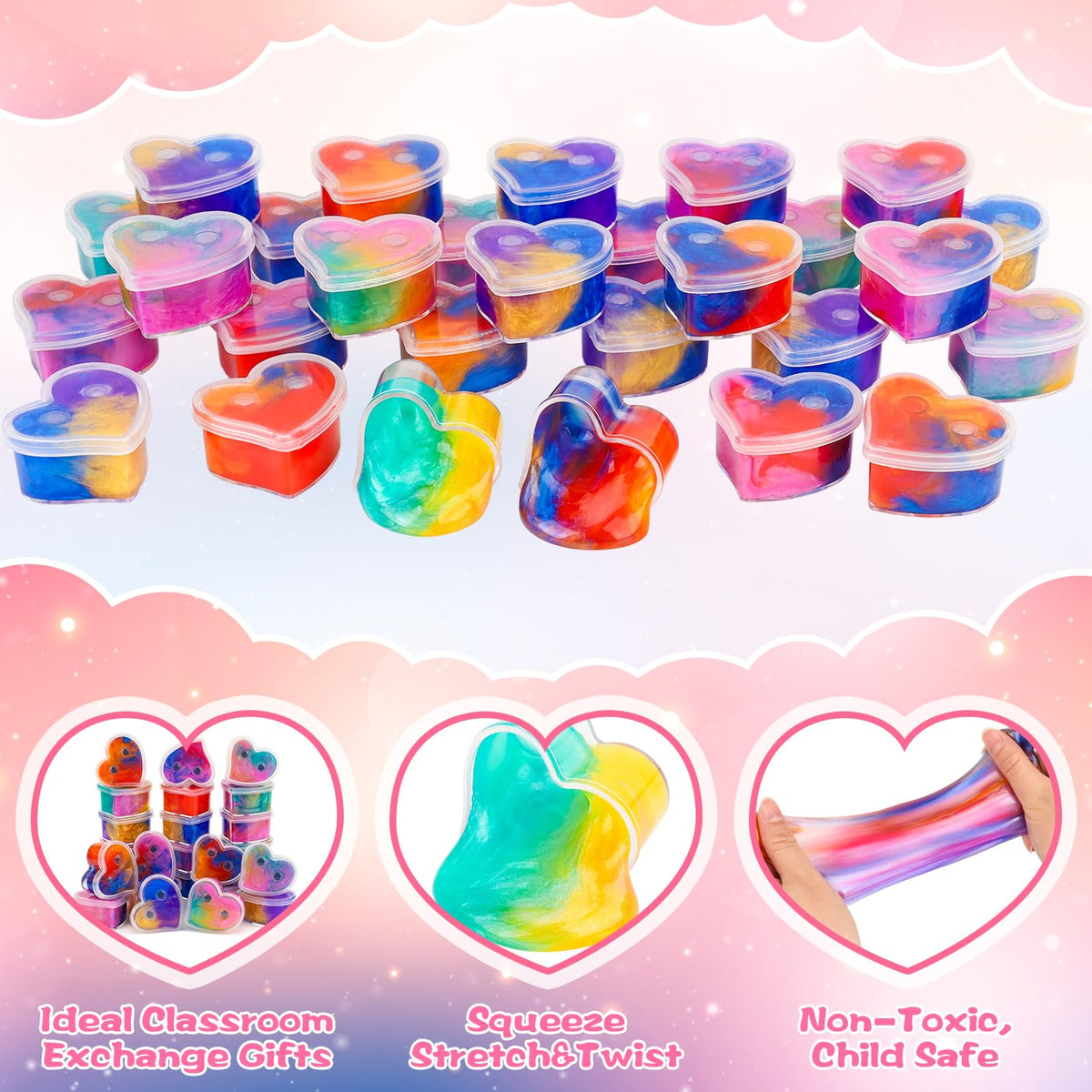 Gralima 28-Pack Galaxy Slime Valentines for Kids — Classroom Cards & Gifts