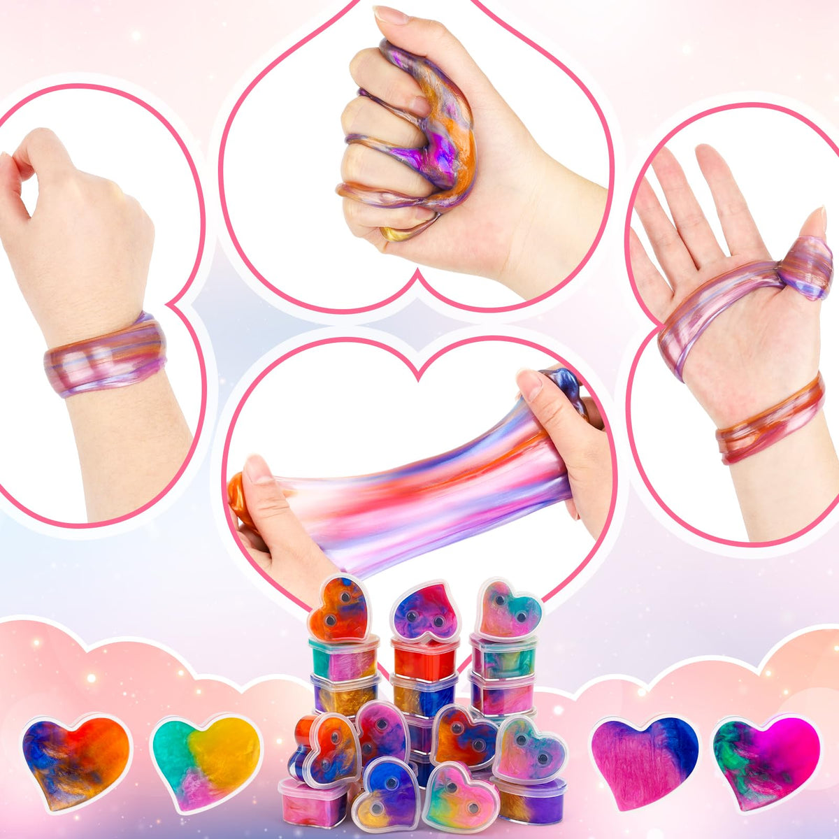 Gralima 28-Pack Galaxy Slime Valentines for Kids — Classroom Cards & Gifts