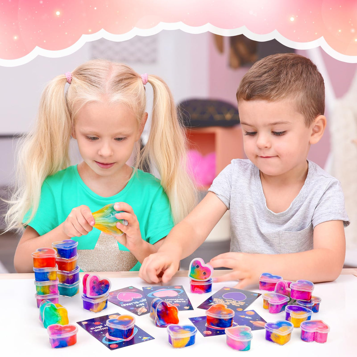 Gralima 28-Pack Galaxy Slime Valentines for Kids — Classroom Cards & Gifts