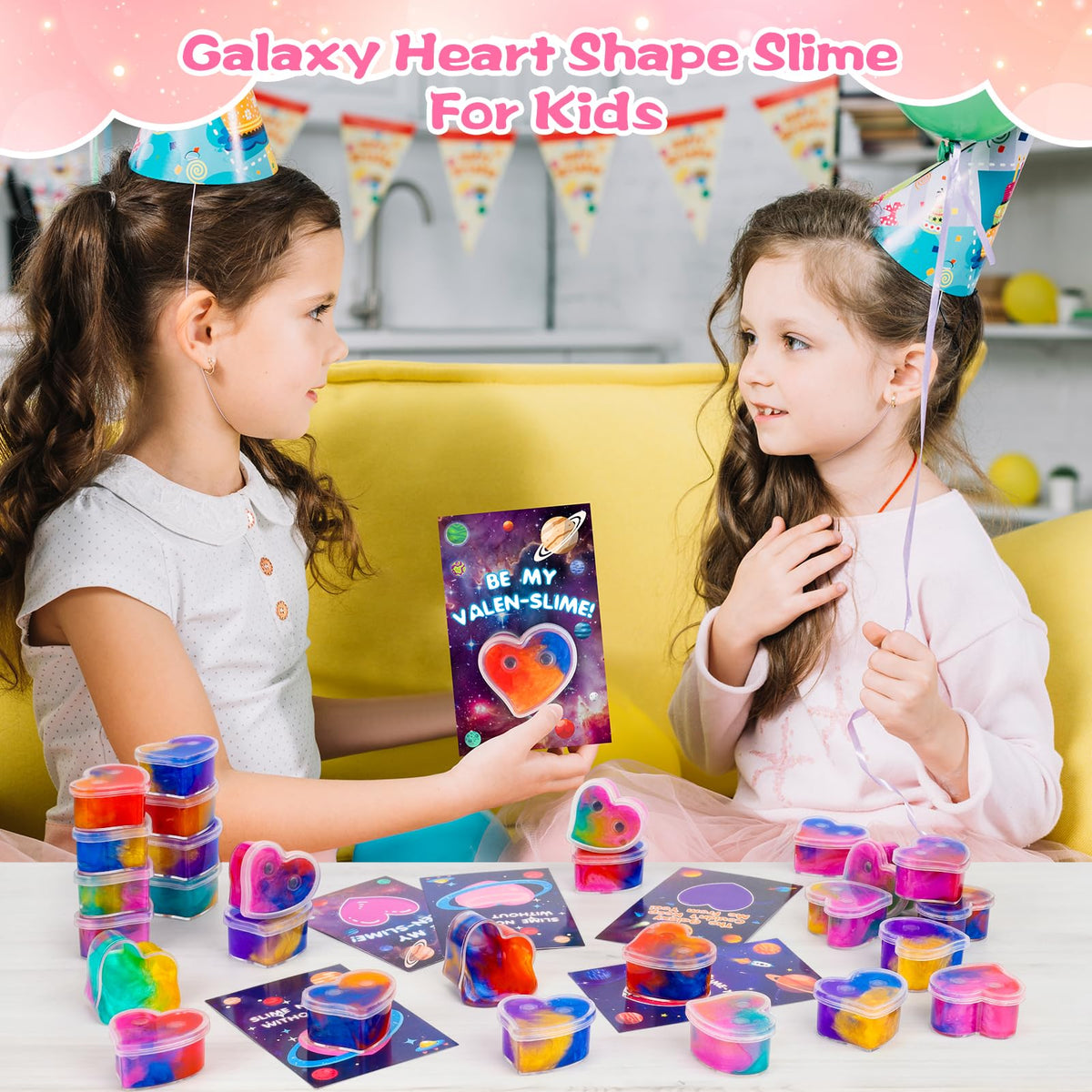 Gralima 28-Pack Galaxy Slime Valentines for Kids — Classroom Cards & Gifts