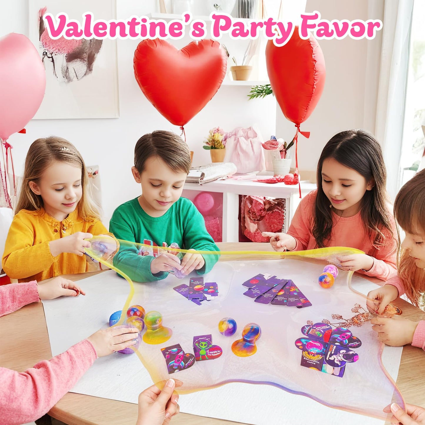 Gralima 30 Pack Galaxy Slime Valentines for Kids Classroom — Valentine Cards & Slime Gifts for School