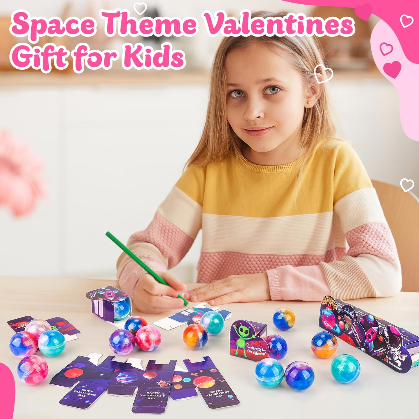 Gralima 30 Pack Galaxy Slime Valentines for Kids Classroom — Valentine Cards & Slime Gifts for School