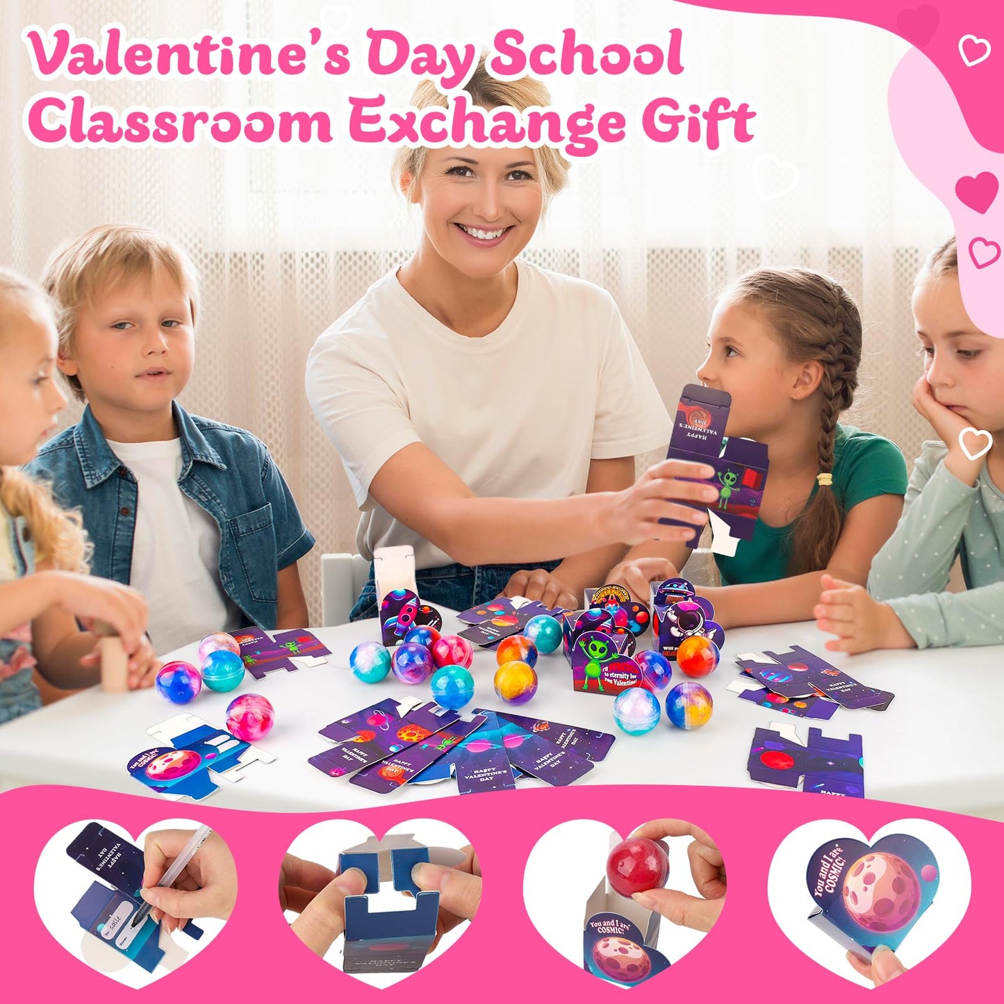 Gralima 30 Pack Galaxy Slime Valentines for Kids Classroom — Valentine Cards & Slime Gifts for School
