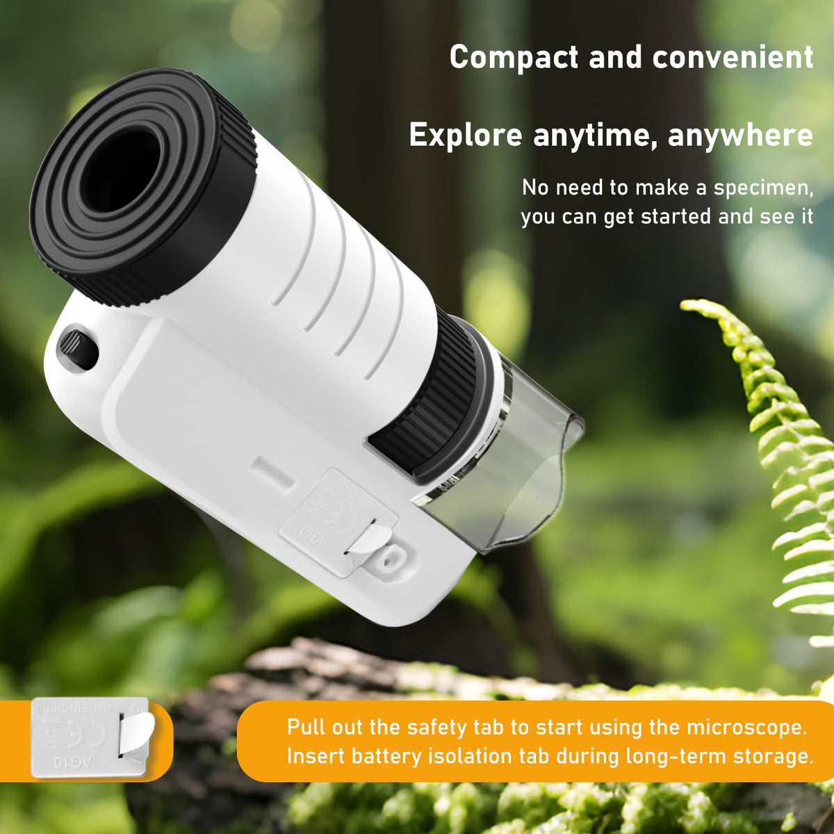 Grampus 60x-200x LED Pocket Microscope | Portable Handheld STEM Toy