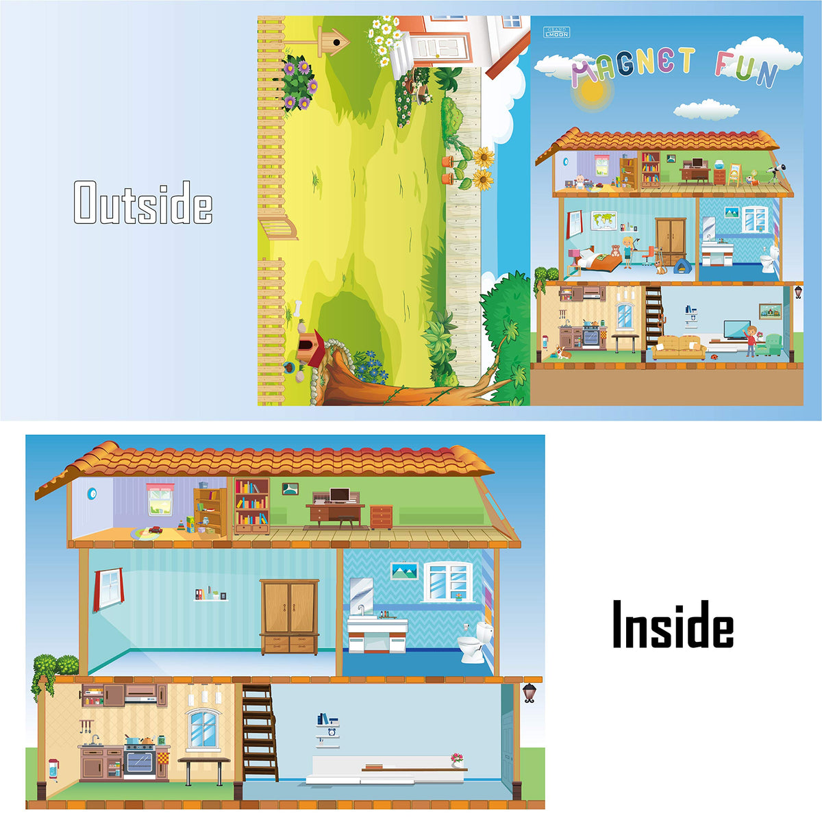 GRANDLMOON Magnetic Portable Playboard Doll House – 65 Pcs Travel Learning Toy