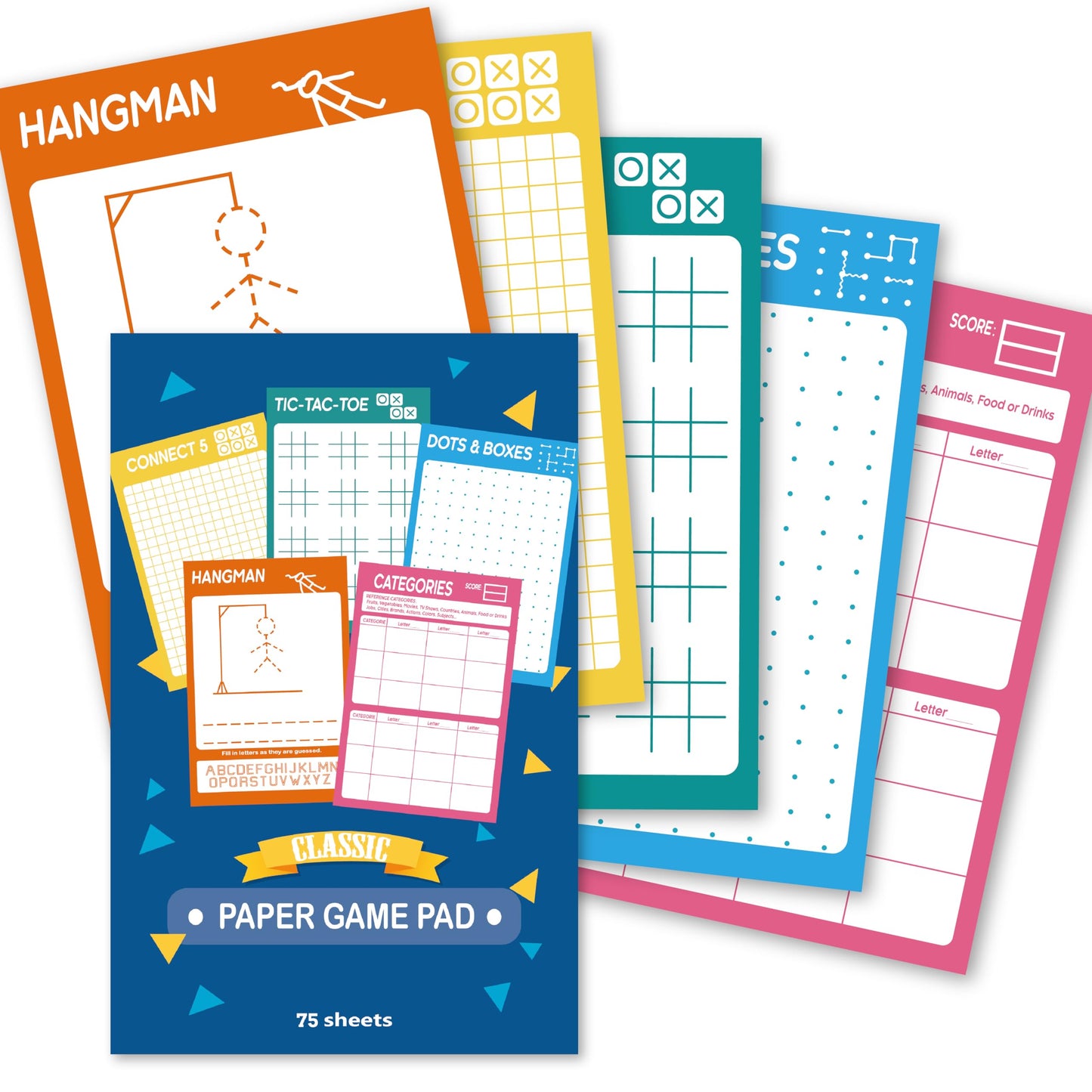GRANDLMOON 5-Game Travel Pad – Portable 6x9-in Kids Activity Pad with 75 Sheets