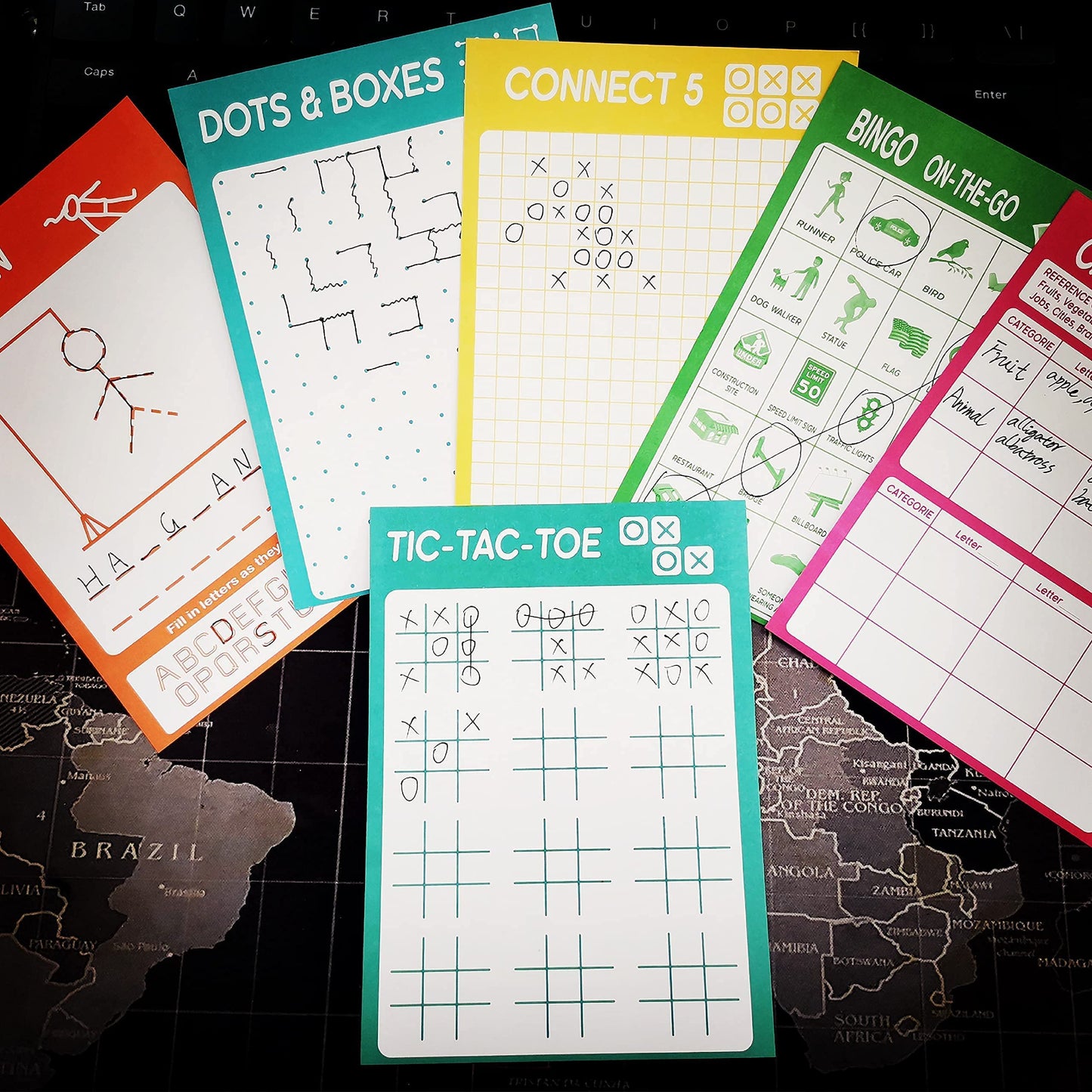 GRANDLMOON 6-Game Portable Travel Notepad – 2 Pads x 60 Sheets (4x6 in)