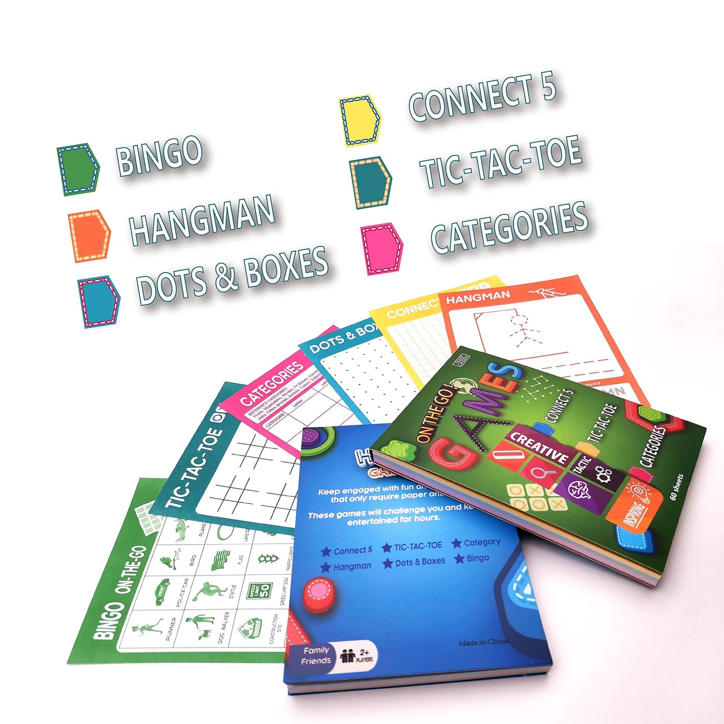 GRANDLMOON 6-Game Portable Travel Notepad – 2 Pads x 60 Sheets (4x6 in)