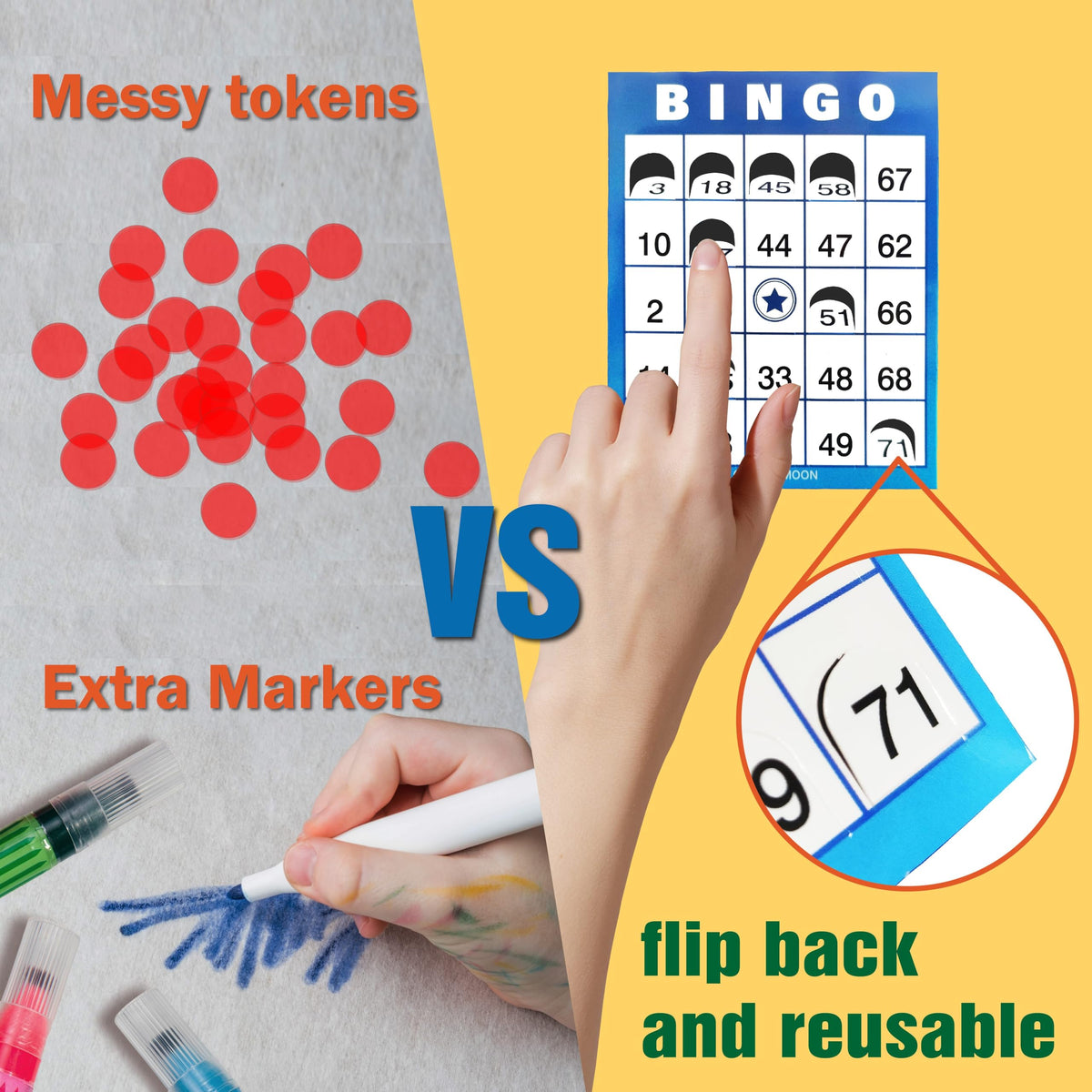 GRANDLMOON 200 Reusable Windowed Bingo Cards – No Chips Needed (1-75 Version)