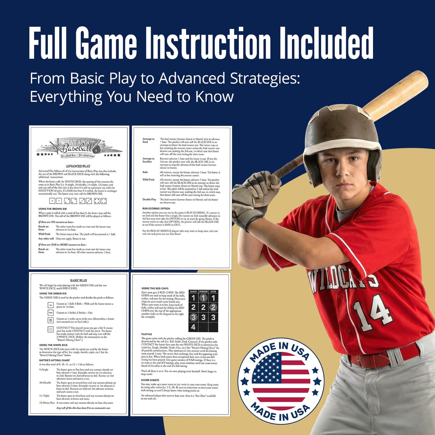 Grandma Smiley's Baseball Board Game – Indoor Family Fun for Kids 8-12, Basic & Advanced Play