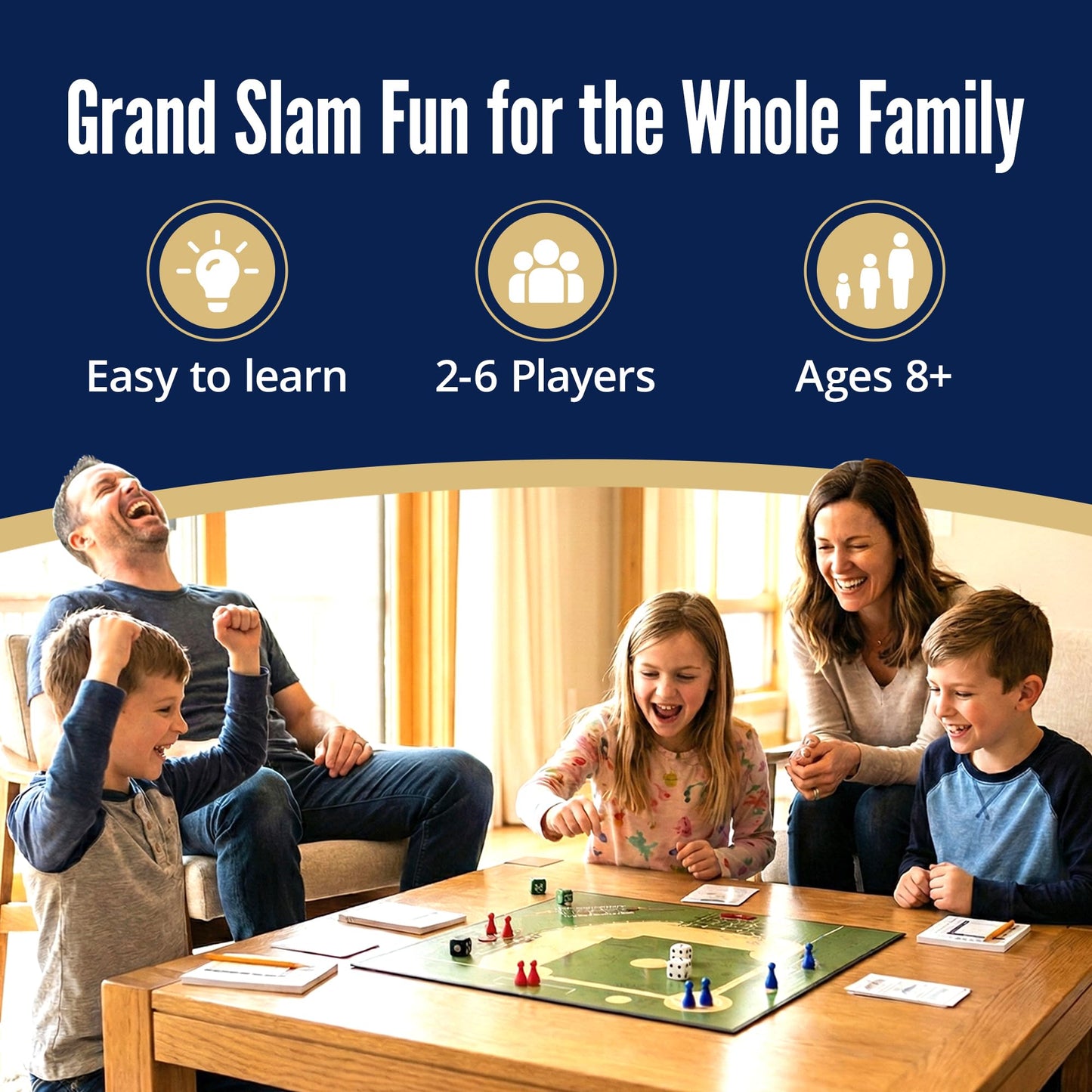 Grandma Smiley's Baseball Board Game – Indoor Family Fun for Kids 8-12, Basic & Advanced Play