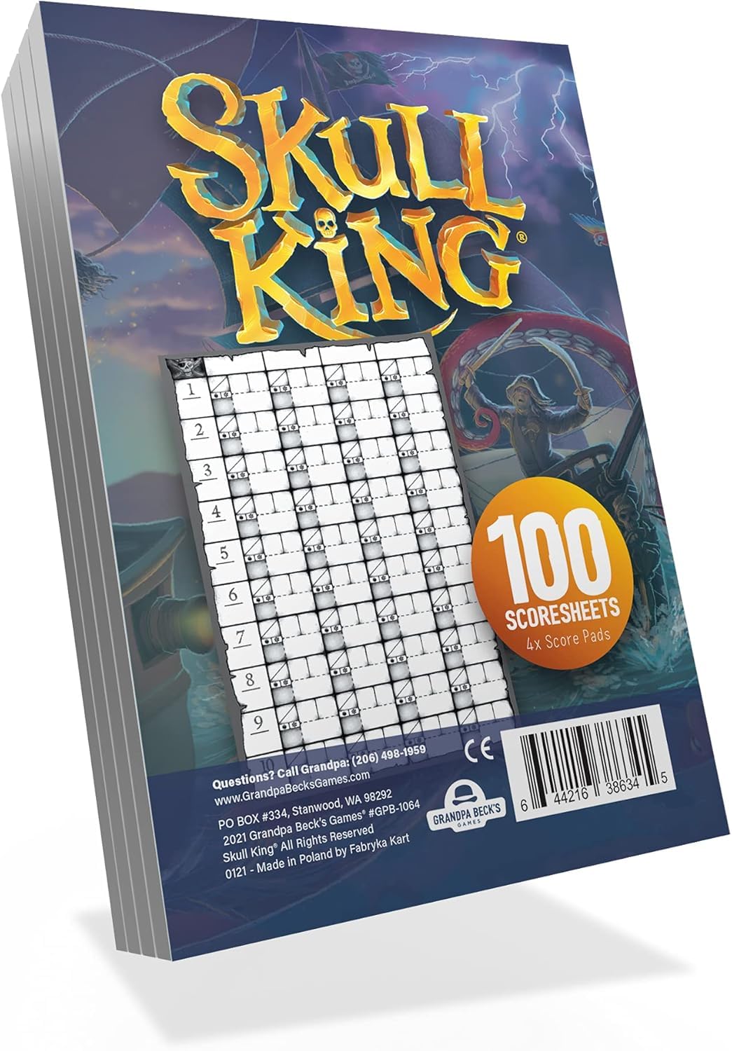 Grandpa Beck's Skull King - Pirate Trick-Taking Card Game | 2-8 Players, Ages 8+, Score Pads