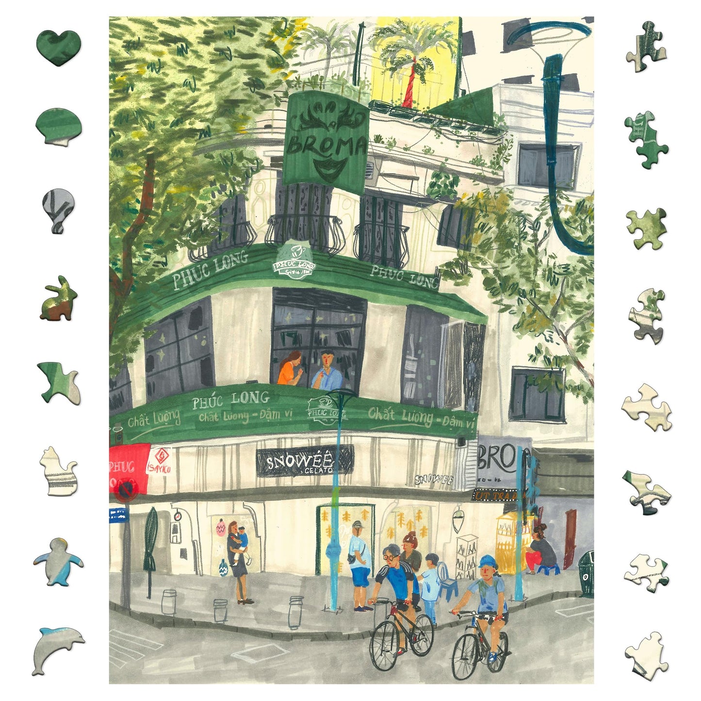 Graphinee 1000-Piece Jigsaw Puzzles for Adults – Street Corner Puzzle, Unique Shape Challenges